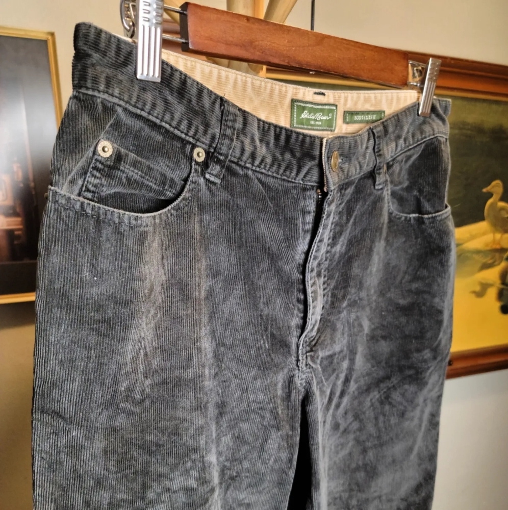 Vintage Y2K 2000s Corduroy Pants Eddie Bauer Womens Size Tall 8 Black